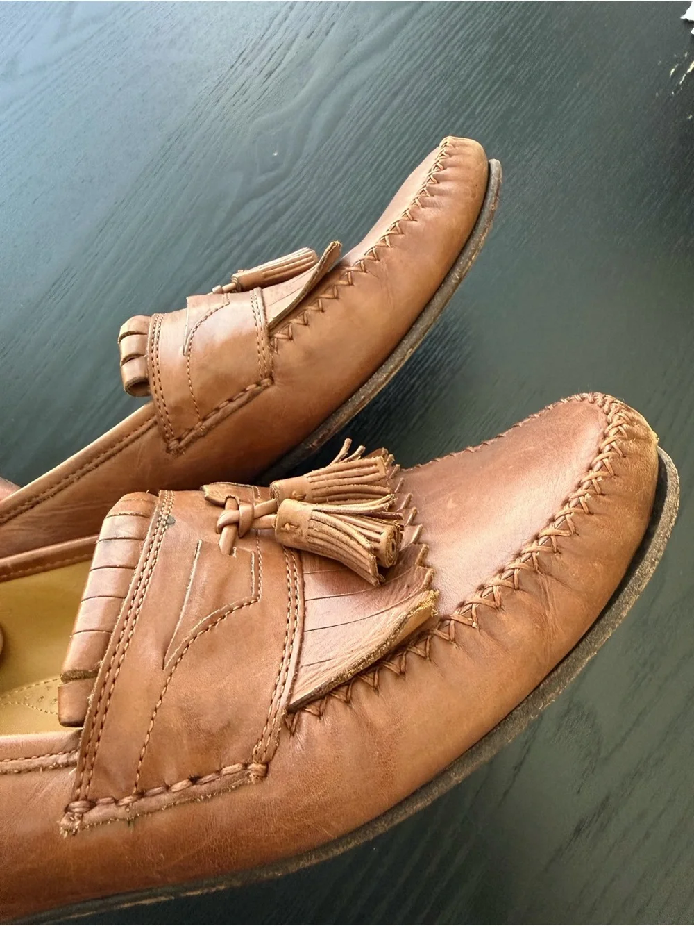 Johnston & Murphy Tan Leather Tassel Kiltie Loafers